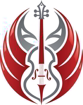 Stylized Violin with Wings Emblem for Music Lovers and Tattoo Designs vector