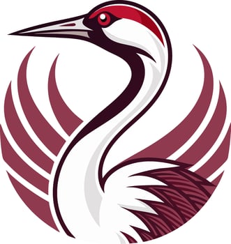 Elegant Red Crowned Crane with Fan-Like Wings Ideal for Tattoo Designs and Illustrations vector