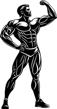 Muscular Man Flexing Bicep Silhouette Bodybuilding Fitness for Tattoo and Design vector