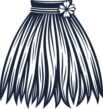 Detailed Hawaiian Grass Skirt with Floral Accent Perfect for Beach Themed Designs vector