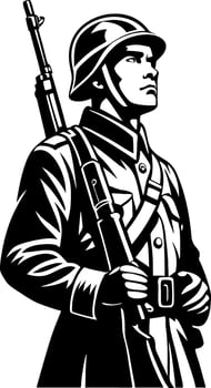 Strong Soldier Stance Military Veteran with Rifle Ready for Battle Graphic Illustration vector