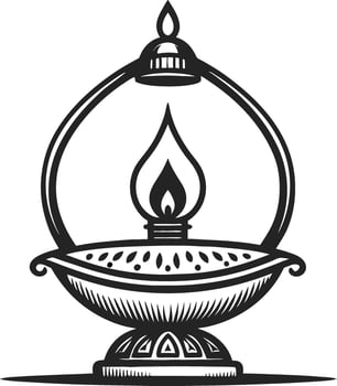 Classic Oil Lamp Design for Vintage Decor Tattoo Ideas and Rustic Aesthetic Projects vector