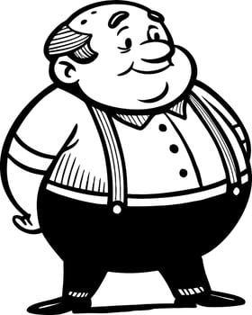 Cheerful Cartoon Character with Suspenders for Fun Illustrations and Coloring Projects vector