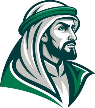 Detailed Arabian Man Silhouette Illustration for Tattoo Design and Graphic Use vector