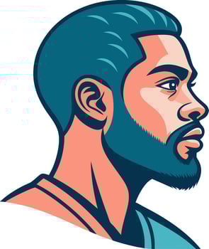 Stylized Profile Portrait of a Man with Beard and Short Hair for Graphic Design and Tattoos vector