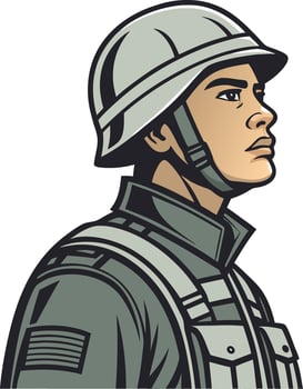Military Soldier Portrait Illustration for Heroic Themes and Graphic Design Projects vector