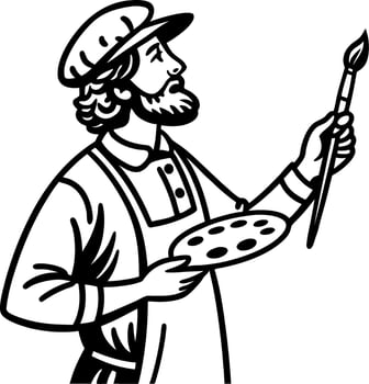 Artistic Painter Holding Palette and Brush for Creative Projects and Designs vector