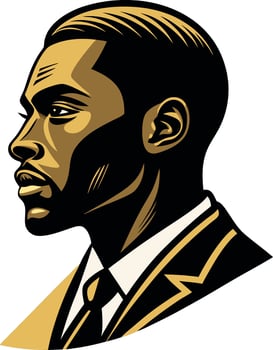 Stylized Profile Illustration of a Confident African American Man in a Suit vector