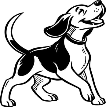 Happy Beagle Dog Cartoon Design Suitable for Coloring Books and Creative Projects vector