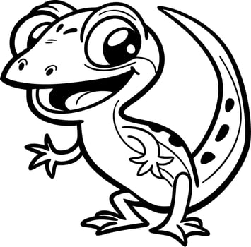 Smiling Cartoon Gecko Character Perfect for Childrens Coloring Books and Fun Illustrations vector