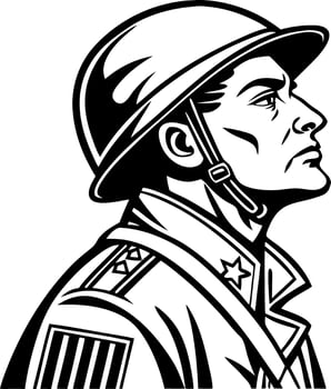Detailed Vintage Soldier Portrait Illustration for Military Themes and Graphic Design Projects vector