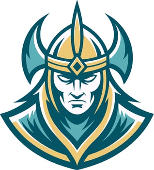 Bold Viking Warrior Head Illustration with Helmet and Axe for Sports Mascot Designs vector