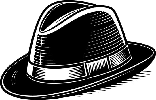 Elegant Black Fedora Hat Vintage Style Perfect for Fashion Illustrations and Design Projects vector