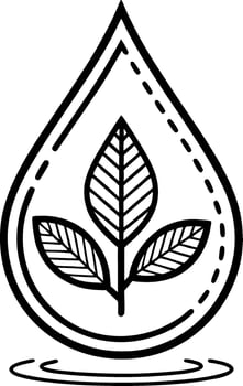 Nature Inspired Leaf Inside Water Drop Outline Design for Eco-Friendly Themes vector