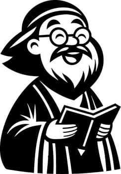 Cheerful Scholar with Glasses Holding Open Book for Educational Themes vector