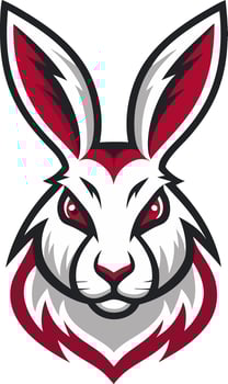 Fierce Red Eyed Rabbit Head Illustration for Tattoo Design and Sports Branding vector