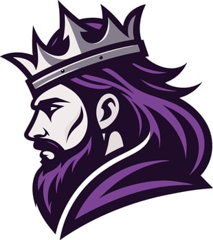 Majestic Purple Bearded King Profile Art for Logo Design and Tattoo Inspiration vector