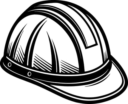 Detailed Black and White Illustration of a Construction Helmet for Safety Designs vector