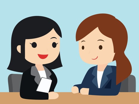 Two business women talking to each other vector
