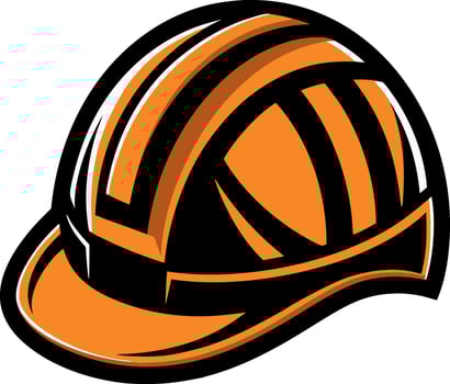Orange Construction Helmet for Safety Awareness and Industrial Applications vector