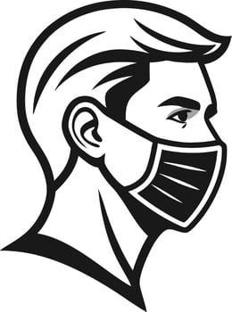 Stylized Profile of a Young Man Wearing a Face Mask for Health Awareness and Safety Themes vector