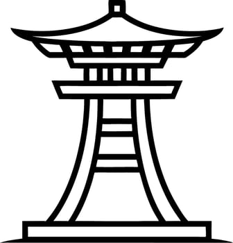 Japanese Pagoda with Ornate Design for Tattoo Art and Coloring Book Illustrations vector