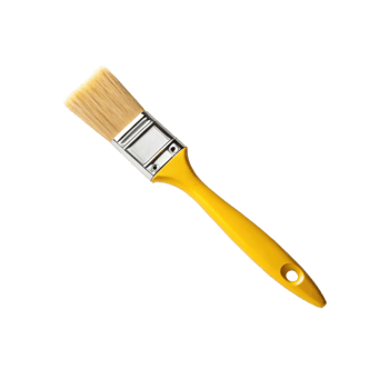yellow paintbrush with flat bristle head, ideal for painting and crafting projects, showcasing its vibrant color and design png