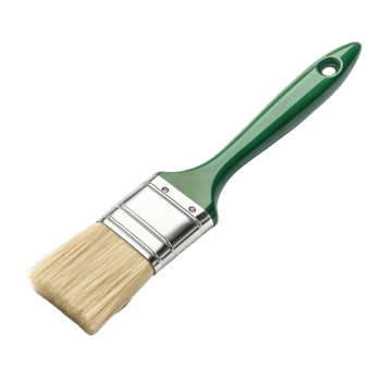 green handled paintbrush with natural bristles, perfect for painting and DIY projects, showcasing its sleek design and functionality png