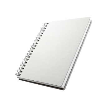 blank spiral notebook with clean cover, perfect for notes and sketches, showcasing simplicity and versatility png