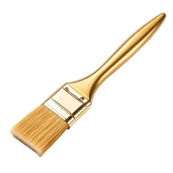 golden paintbrush with soft bristles, perfect for artistic projects and home decor. Its elegant design adds touch of luxury to any workspace png