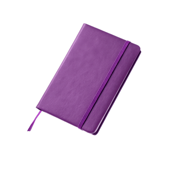 vibrant purple notebook with smooth cover and ribbon bookmark, perfect for journaling or note taking png