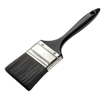 high quality paintbrush with flat bristle head and sleek black handle, perfect for painting projects and artistic endeavors png