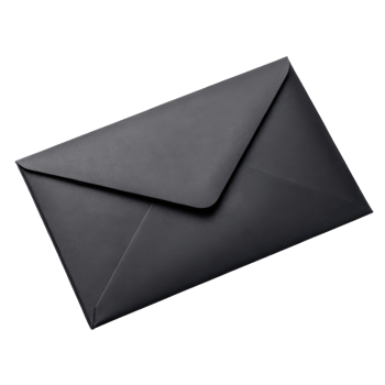 sleek black envelope with pointed flap, perfect for formal invitations or correspondence, exuding elegance and sophistication png