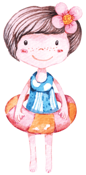 girl and swimming ring.Girl holding inflatable ring.for summer sea and beach.Cartoon kid swimming png