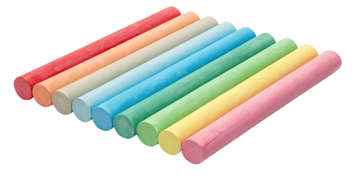 Colorful chalk sticks arranged in row, perfect for art and creativity, showcasing vibrant hues and smooth textures png