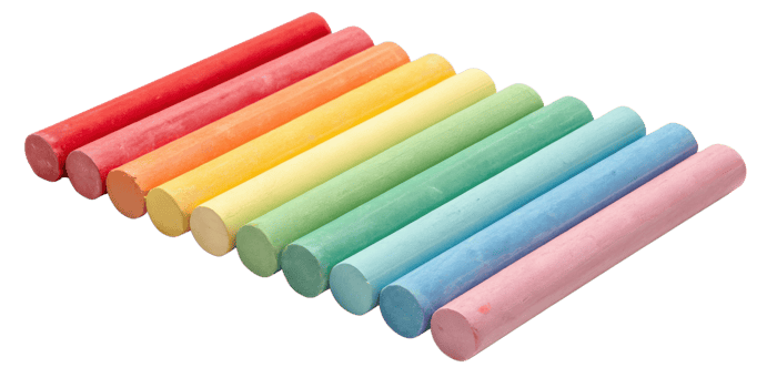 Colorful chalk sticks arranged in vibrant gradient, perfect for artistic creations and educational activities png