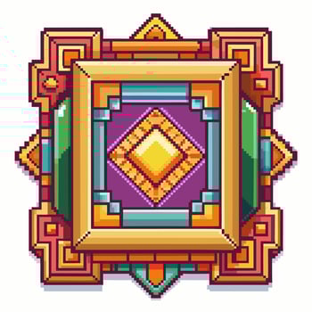 Vibrant Pixel Art Geometric Pattern with Bold Colors and Intricate Design vector