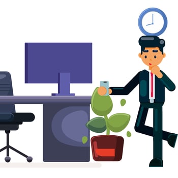 Businessman Working at Desk, businessman confused with deadline Flat Illustration vector