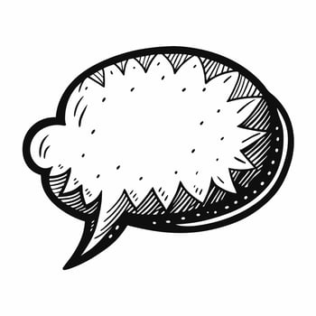 Hand Drawn Comic Speech Bubble in Black and White with Cross Hatch Shading on White Background vector