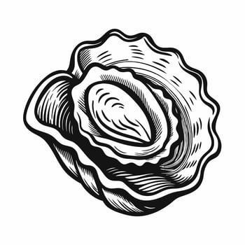 Vintage Black and White Oyster Shell with Pearl Illustration for Marine Themed Design vector