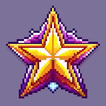 Pixel Art Star in Retro Game Design with Bright Colors and 8 Bit Style vector