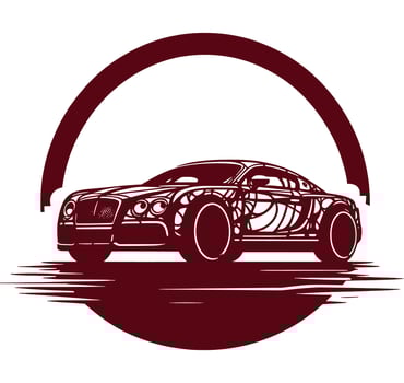 A car with a design on it in a circle vector