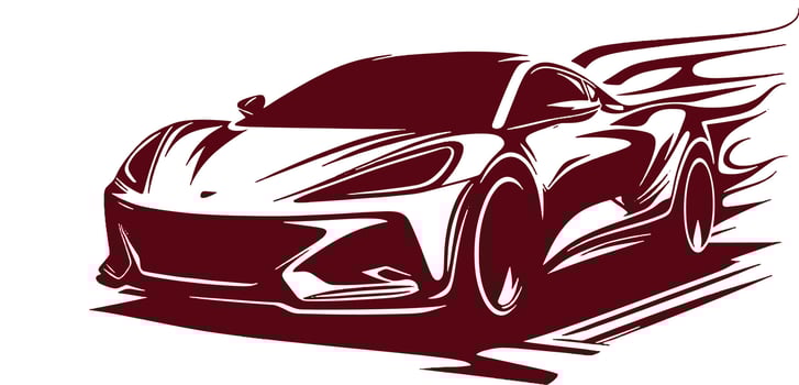 A car with flames on it, with a white background vector