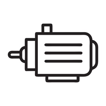Simple Line Drawing of an Electric Motor icon, electric motor icon isolated on white background vector