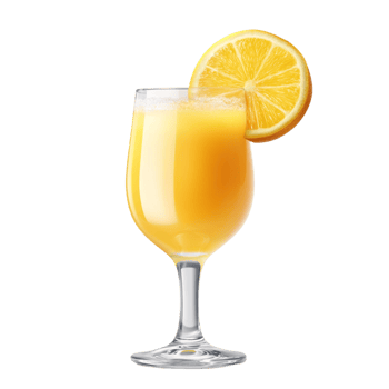 Elegant Glass of Orange Juice with Lemon Garnish png