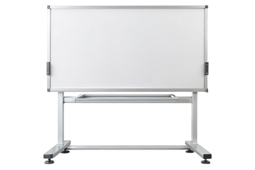 Mobile whiteboard on a rolling stand for presentations isolated on a transparent background png