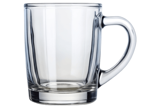 Clear glass mug perfect for enjoying hot beverages isolated on a transparent background png