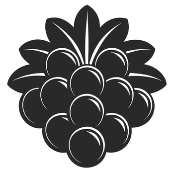 Graphic Of Raspberry With Leaves In Black And White Monochrome Style vector