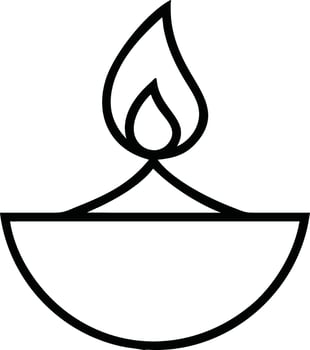 Black And White Outline Illustration Of A Traditional Oil Lamp For Diwali vector