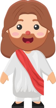 jesus christ cartoon character with red nose and red sash vector